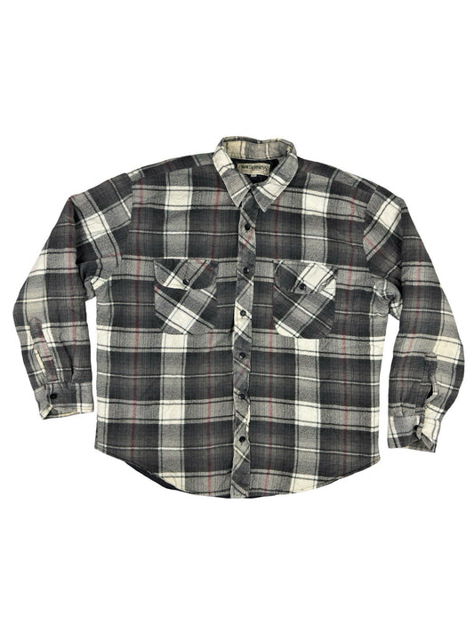 Wilderness Vintage Grey Plaid Quilted Lined Shirt Large