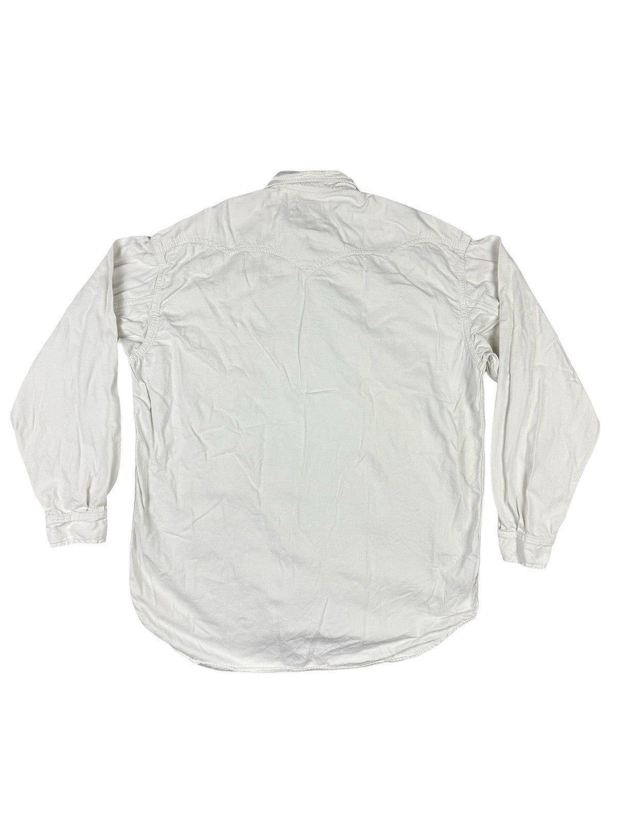 Levi's Vintage Pearl Snap White Western Long Sleeve Button Shirt Medium