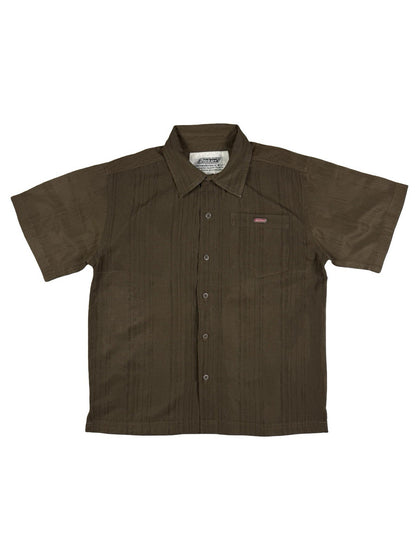 Dickies Striped Brown Polyester Button Shirt Youth Medium (age 8)