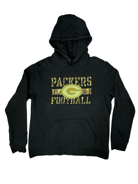 NFL Green Bay Packers Black Camo Print Hoodie American Football Large