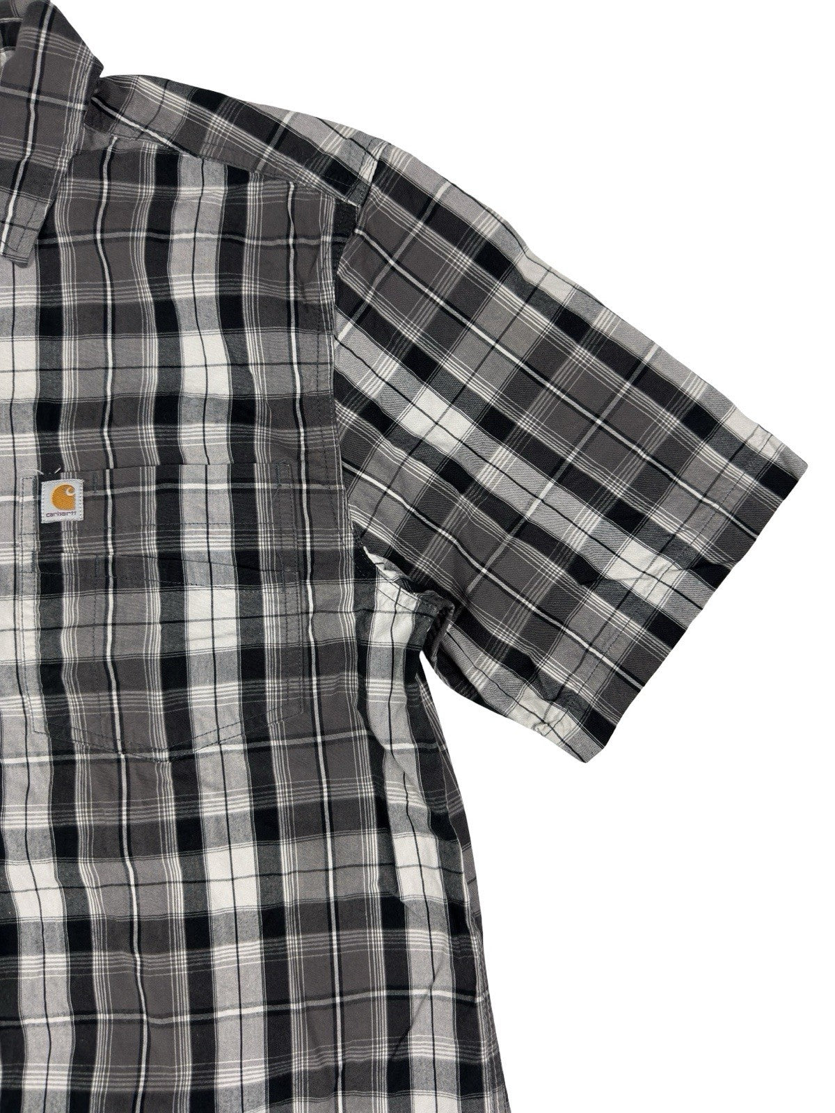 Carhartt Essential Relaxed Fit Grey Plaid Short Sleeve Shirt Medium