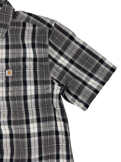 Carhartt Essential Relaxed Fit Grey Plaid Short Sleeve Shirt Medium