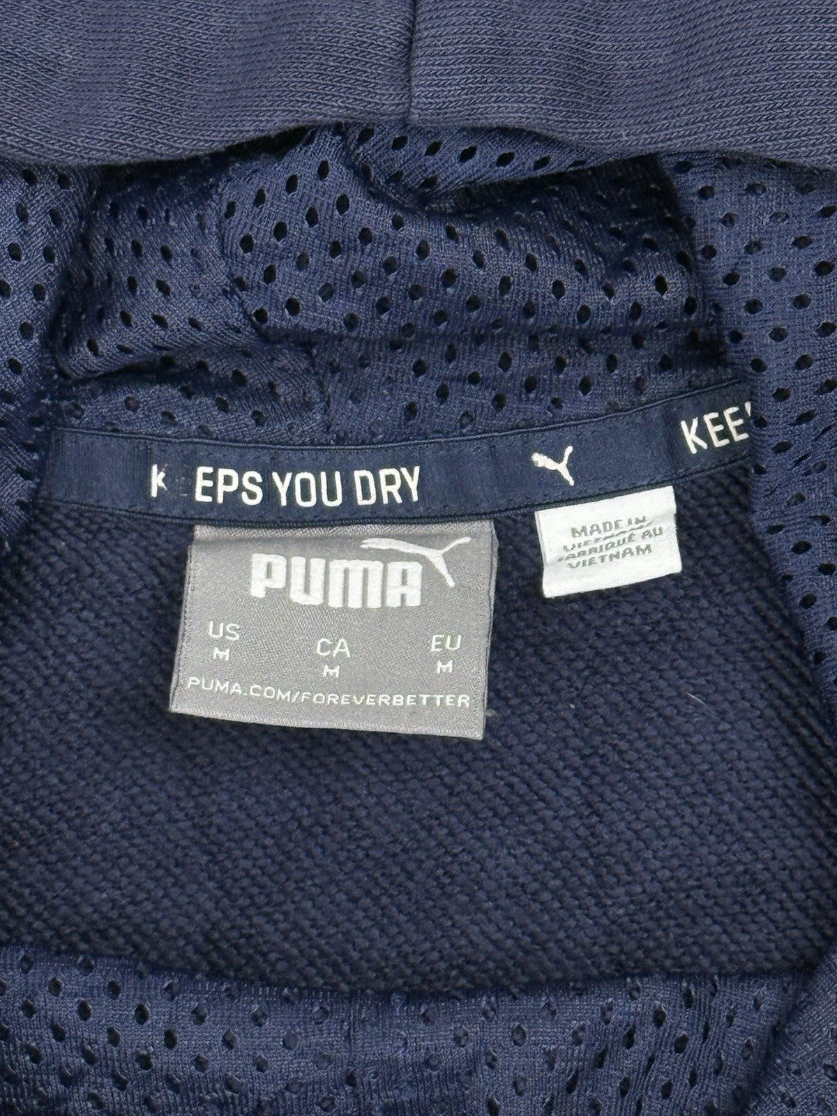 Puma Blue Colourblock Print Spellout Logo Hoodie Sweatshirt Medium