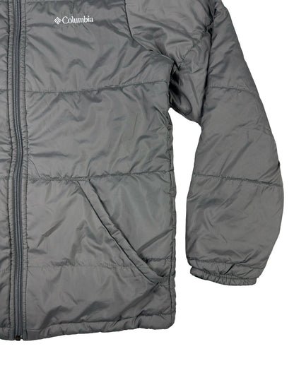 Columbia Grey Reversible Puffer Hooded Jacket Youth Large (14/16)