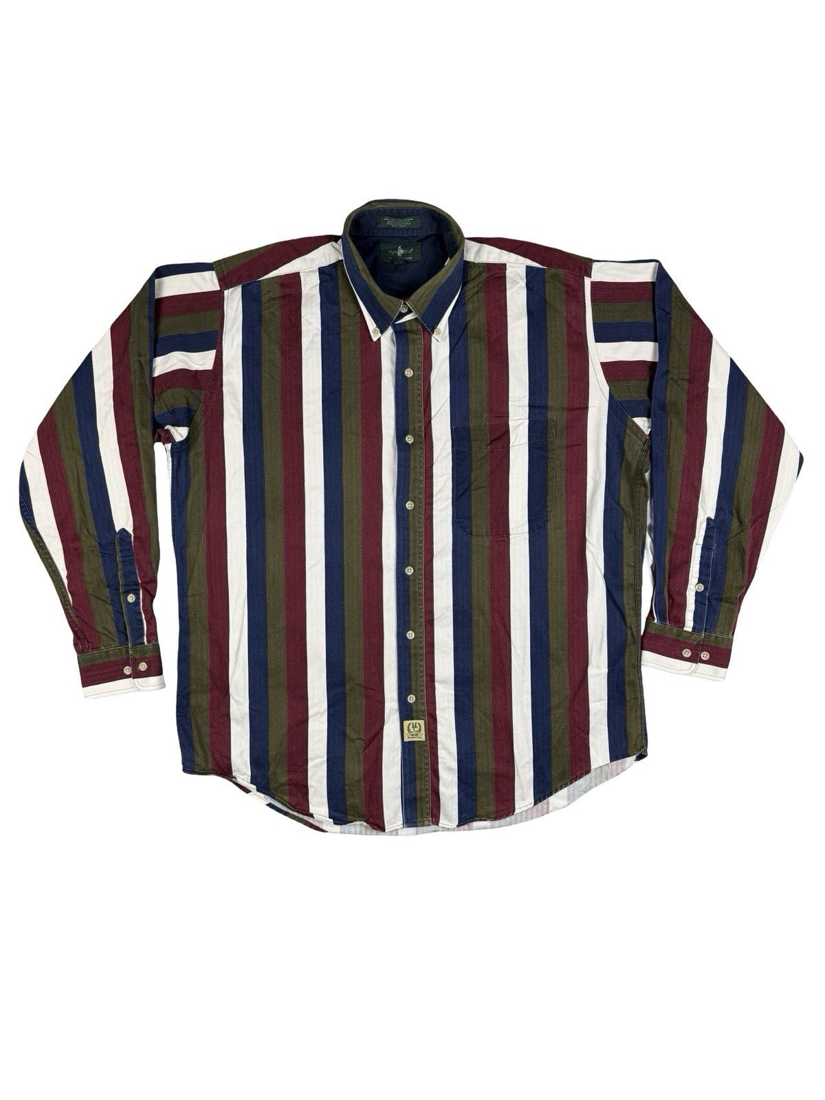 Hunt Club Retro Multi Striped Cotton Shirt Large