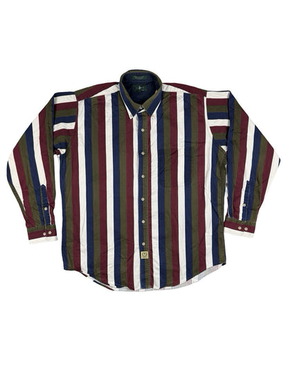 Hunt Club Retro Multi Striped Cotton Shirt Large