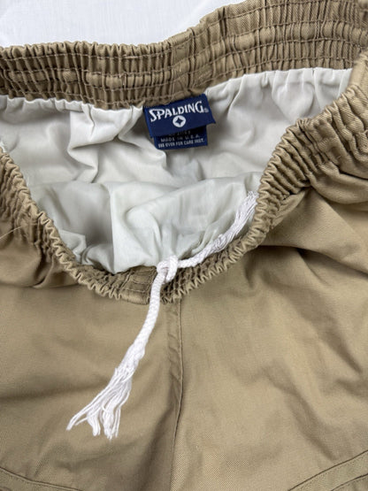 Spalding Retro Beige Lined Athletic Sport Shorts Large