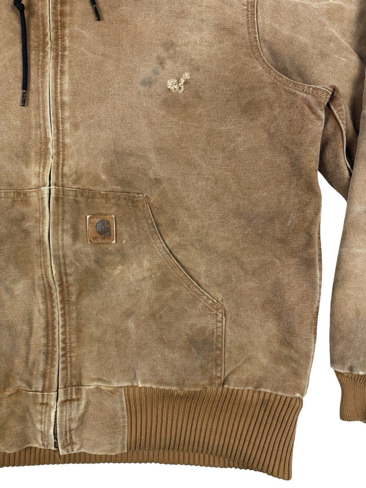 Carhartt J130 Brown Hooded Active Zip Workwear Jacket Medium Regular