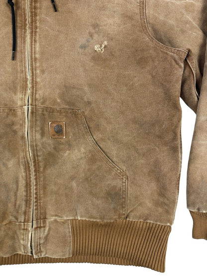 Carhartt J130 Brown Hooded Active Zip Workwear Jacket Medium Regular