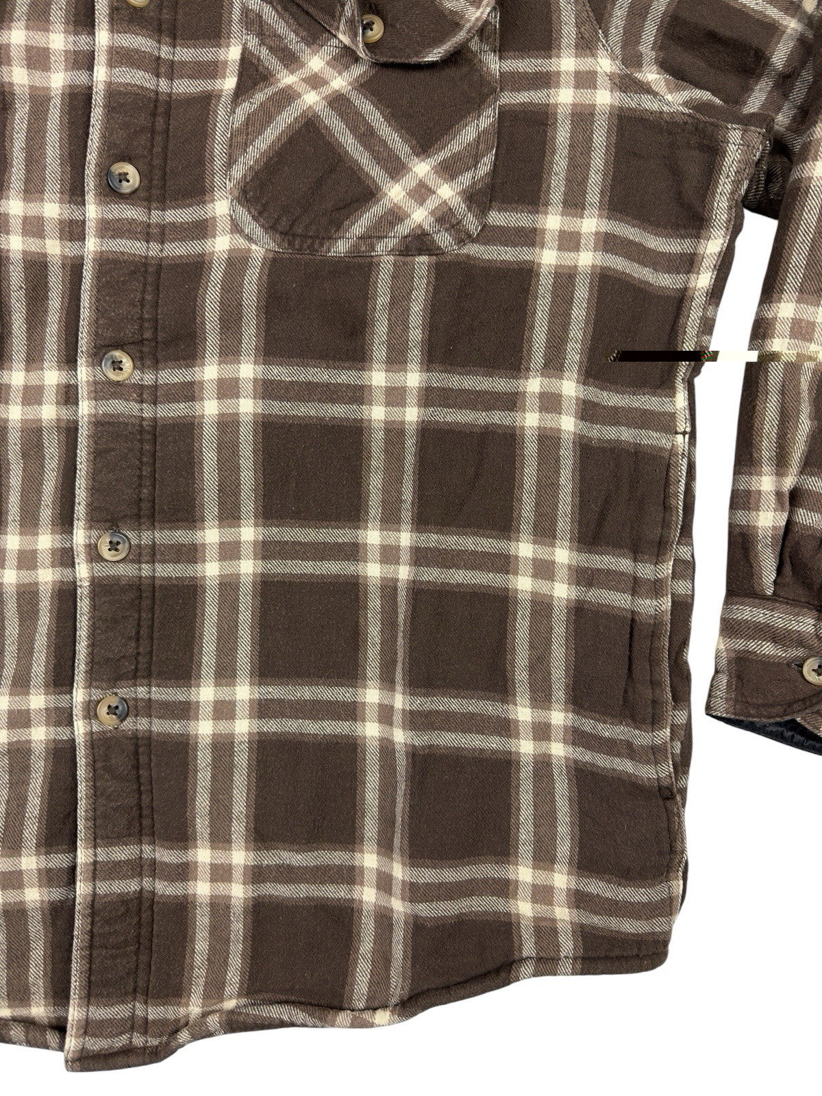 Wrangler Brown Plaid Shearling Fleece Lined Shirt Jacket Medium