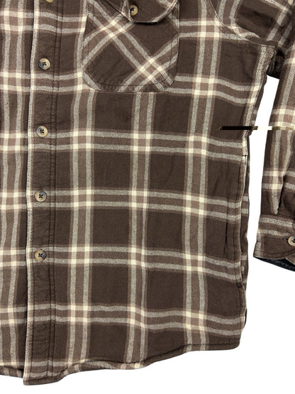 Wrangler Brown Plaid Shearling Fleece Lined Shirt Jacket Medium