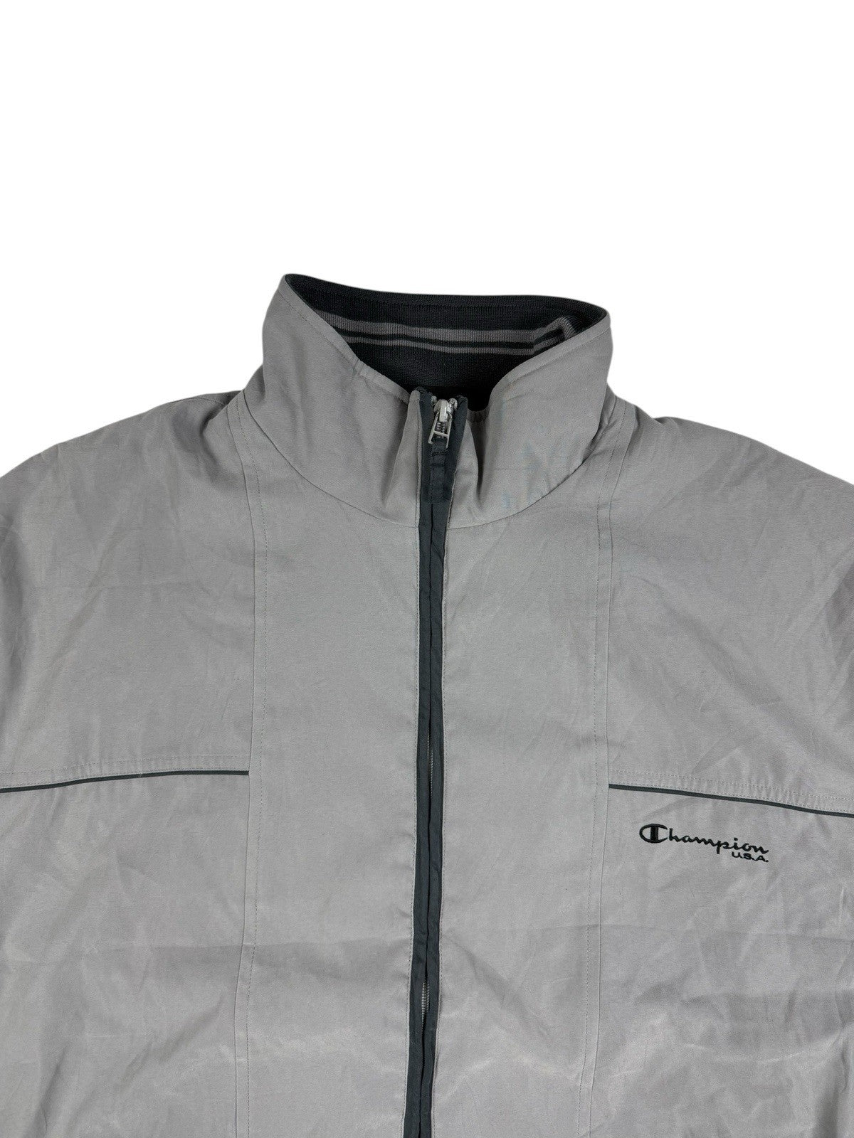 Champion Retro Grey Lined Zip Track  Jacket 2XL