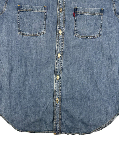 Levi's Blue Cotton Denim Button Up Shirt Large