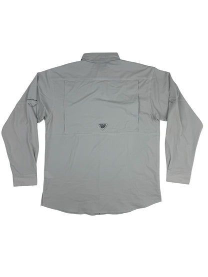 Columbia Grey PFG Polyester Fishing Shirt Large