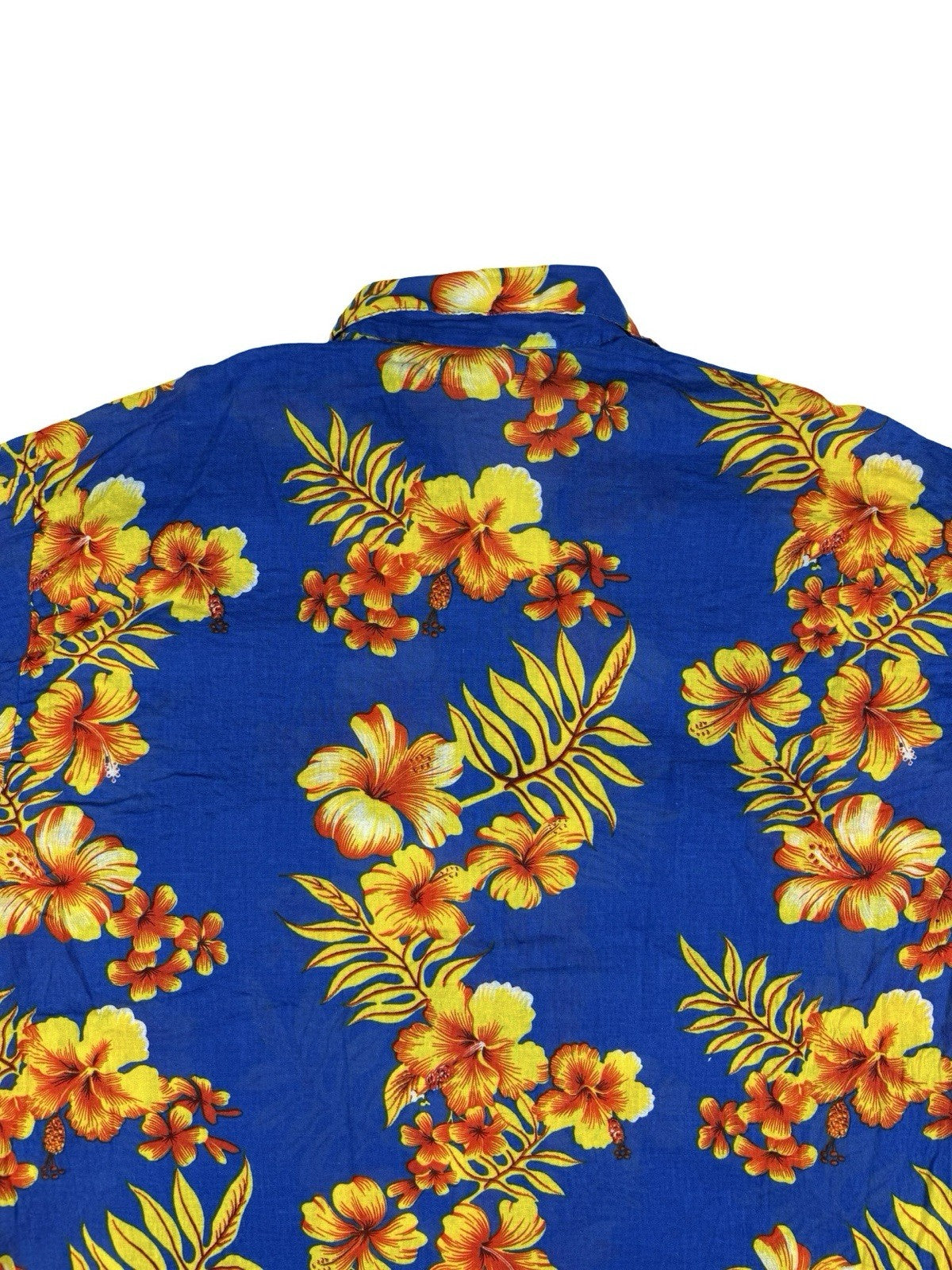 India Boutique Blue Floral Hawaiian Beach Holiday Short Sleeve Shirt Large