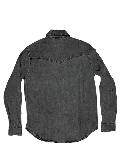 Levi's Faded Grey Pearl Snap Western Cotton Denim Shirt Small
