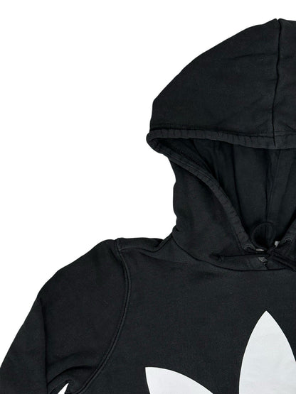 Adidas Black Big Trefoil Printed Logo Hoodie Size 10