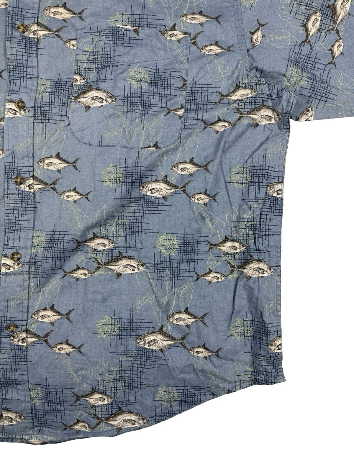 Puritan Retro Blue Hawaiian Fish Holiday Shirt 2XL