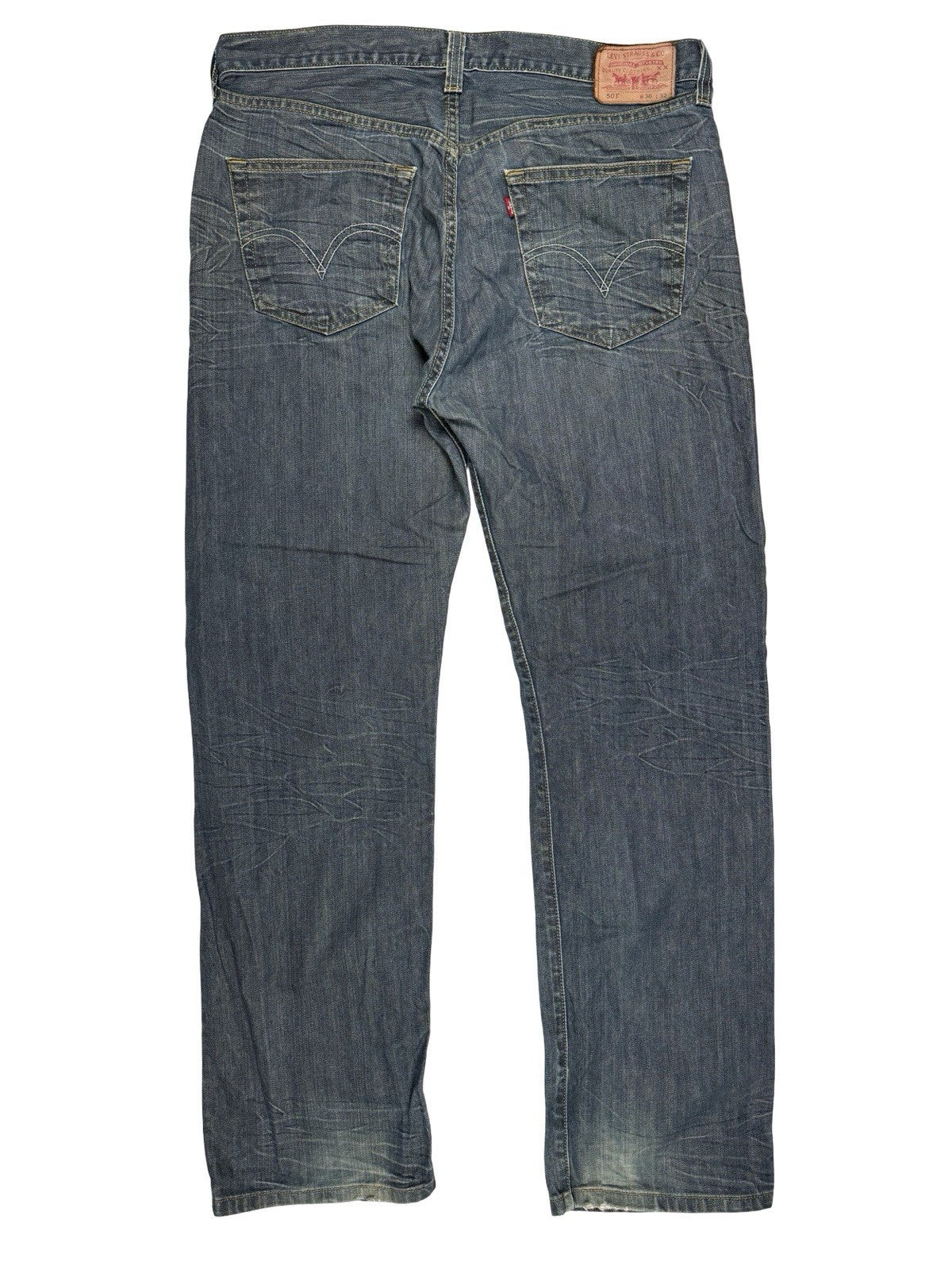 Levi's 501 Blue Straight Leg Button Fly Denim Jeans 36W 32L