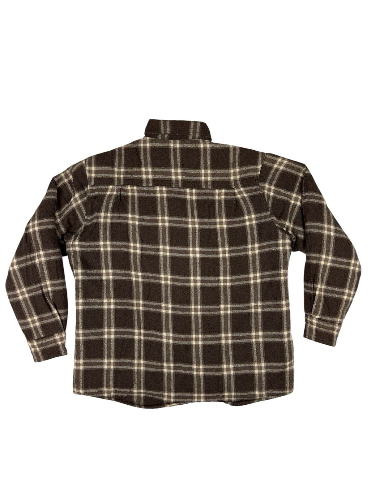 Wrangler Brown Plaid Shearling Fleece Lined Shirt Jacket Medium