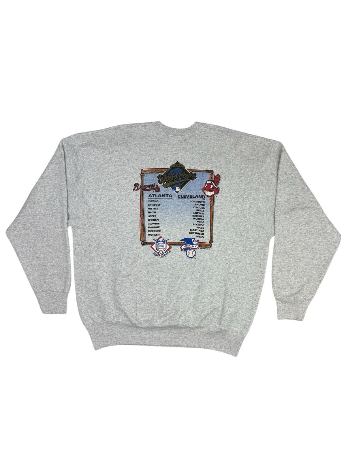 MLB Grey World Series 1995 Atlanta Braves Cleveland Indians Jumper XL
