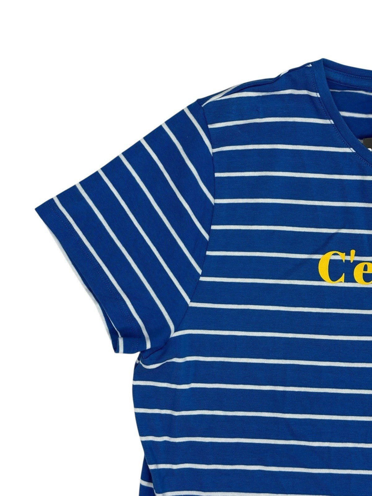 BNWT M&S Blue Stripe C'est la Vie Cotton Blend Top