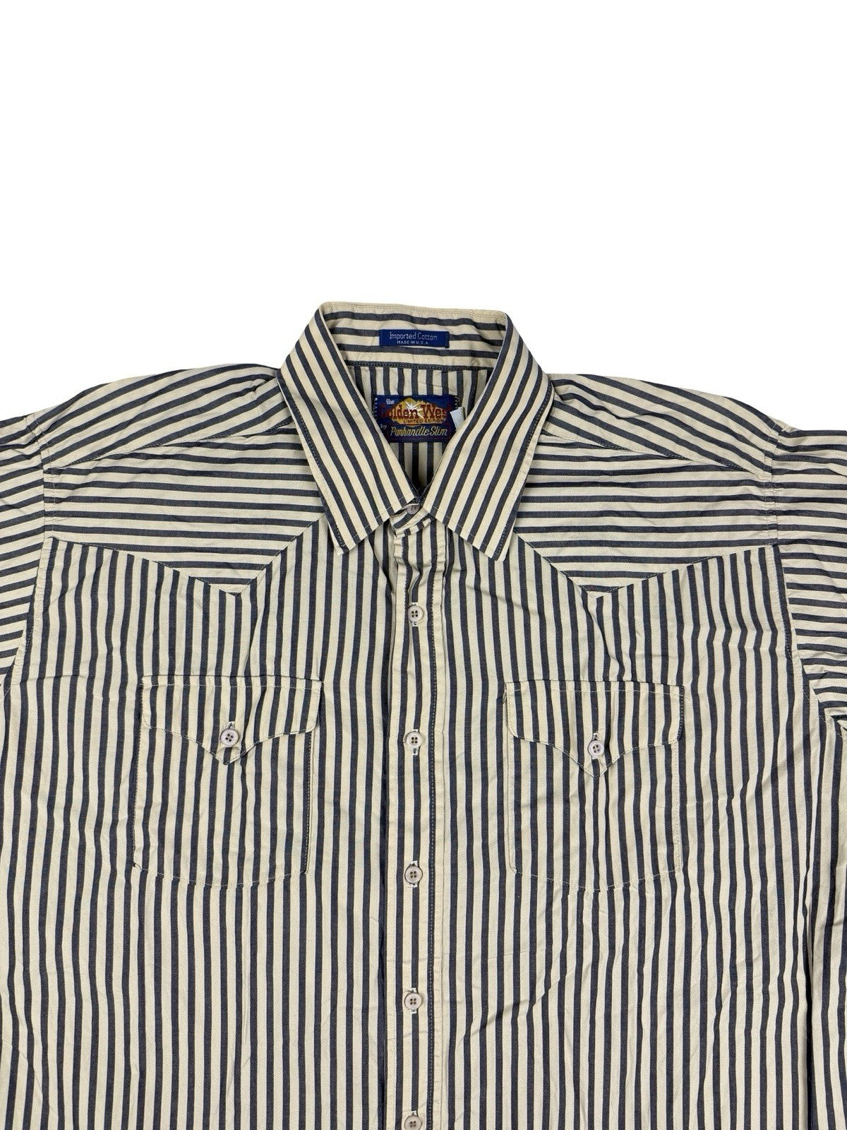 Vintage 80's Panhandle Slim Beige Striped Cotton Shirt 2XL (18x36)
