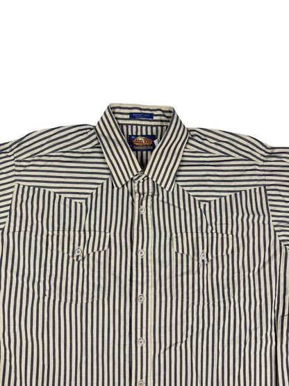 Vintage 80's Panhandle Slim Beige Striped Cotton Shirt 2XL (18x36)