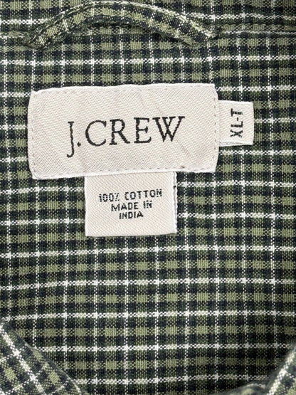 J Crew Green Check Cotton Collared Shirt XL