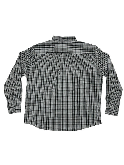 Chaps Black Plaid Stretch Easy Care Shirt 2XL