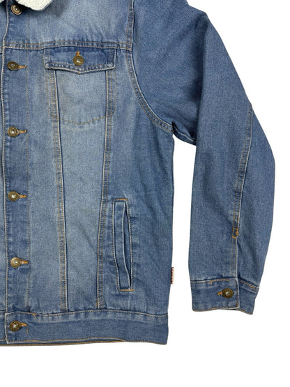 Brooklyn Cloth Retro Blue Shearling Lined Trucker Jacket Large
