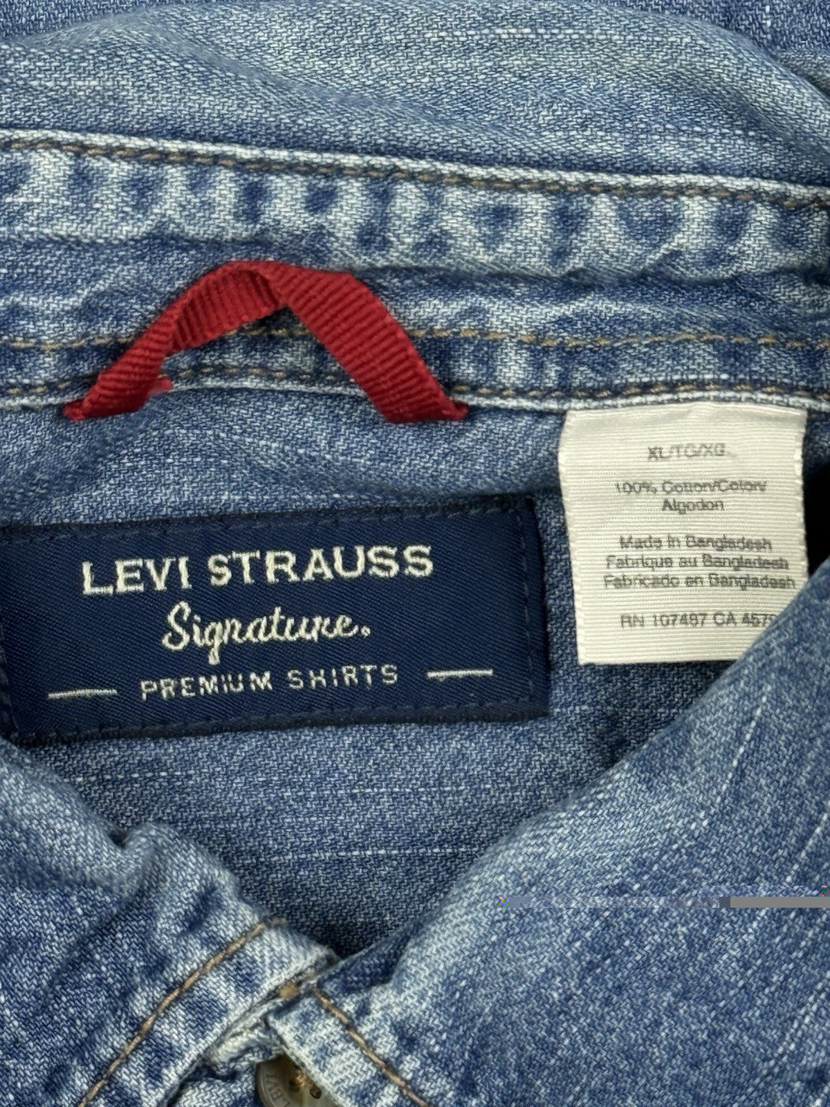 Levi's Signature Blue Denim Button Up Western Shirt XL