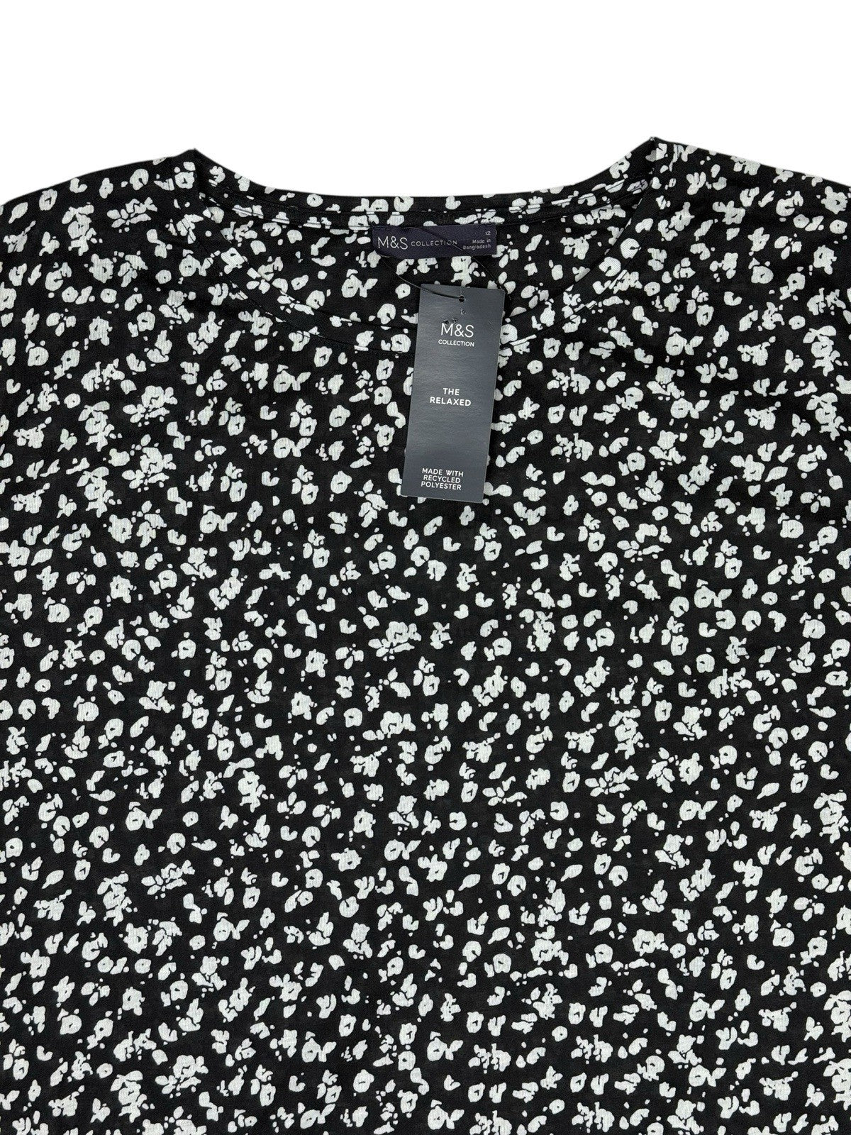BNWT M&S Black Leopard Print Long Sleeve Polyester Top