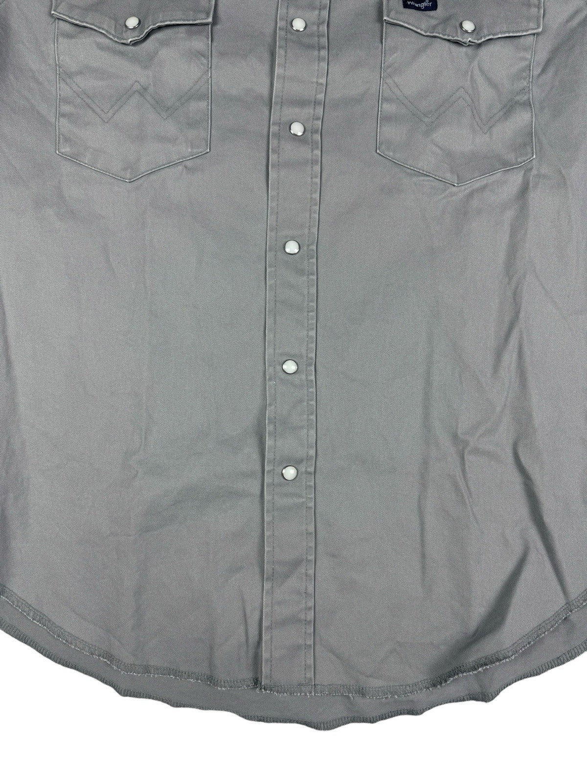 Wrangler Grey Cowboy Cut Pearl Snap Firm Twill Work Shirt Medium