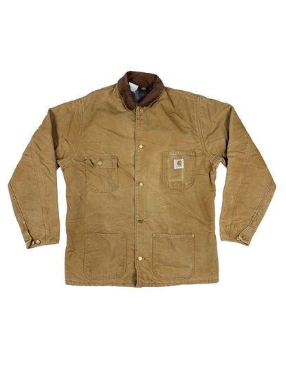 Carhartt C01 6BLC Vintage 90s Brown Chore Coat Jacket Blanket Lined USA XL