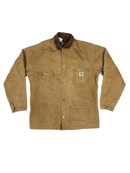 Carhartt C01 6BLC Vintage 90s Brown Chore Coat Jacket Blanket Lined USA XL