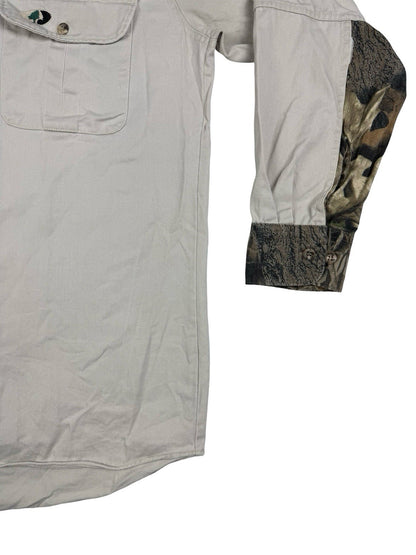 Mossy Oak Vintage Grey Camo Patch Cotton Shirt Size Large Made In USA