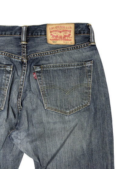 Levi's 501 Blue Straight Fit Button Fly Denim Jeans 32W 32L