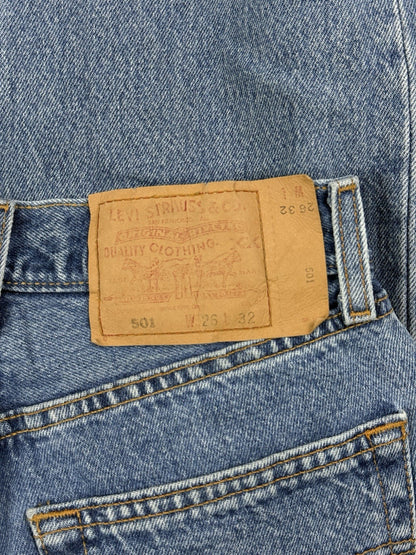 Levi's 501 Vintage 90's Y2K Blue Denim Straight Leg Jeans 26W 32L