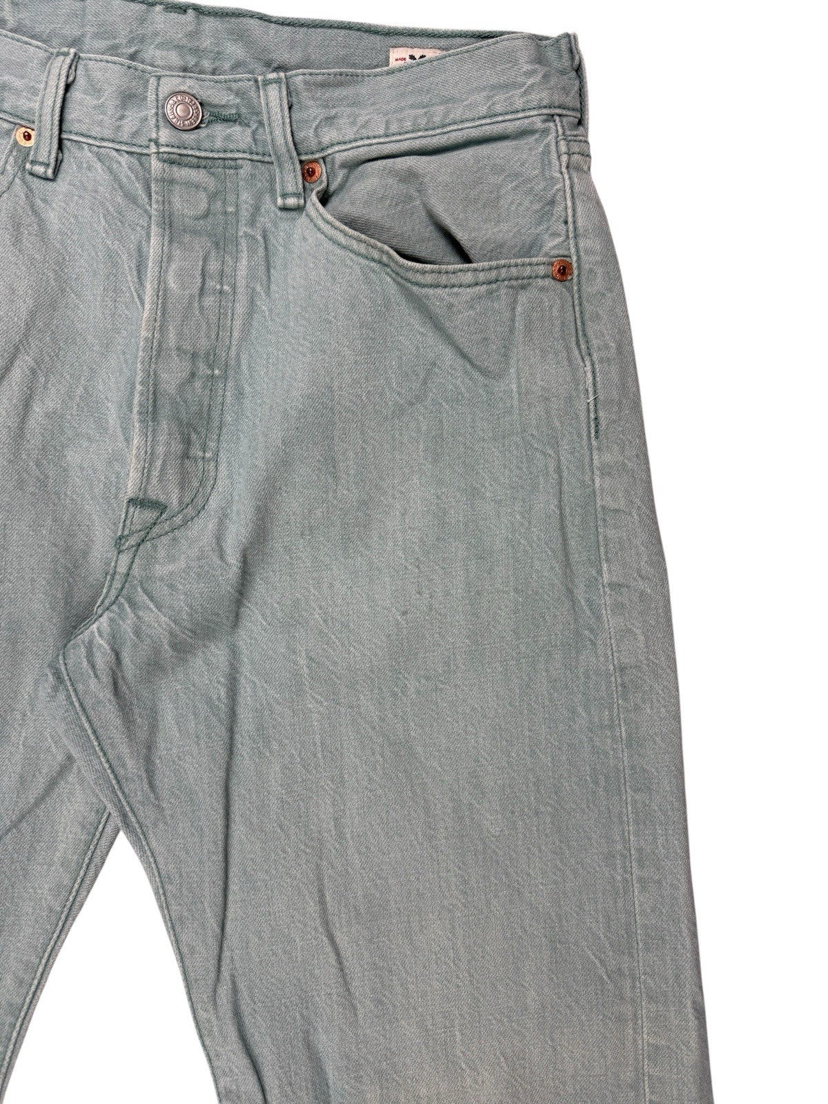 Levi's 501 Green White Oak Cone Denim Straight Leg Jeans 32W 31L