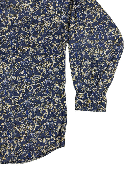 Club Room Retro Blue Cotton Paisley Shirt XL