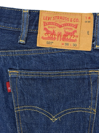 Levi's 501 Blue Straight Leg Denim Jeans 38W 30L