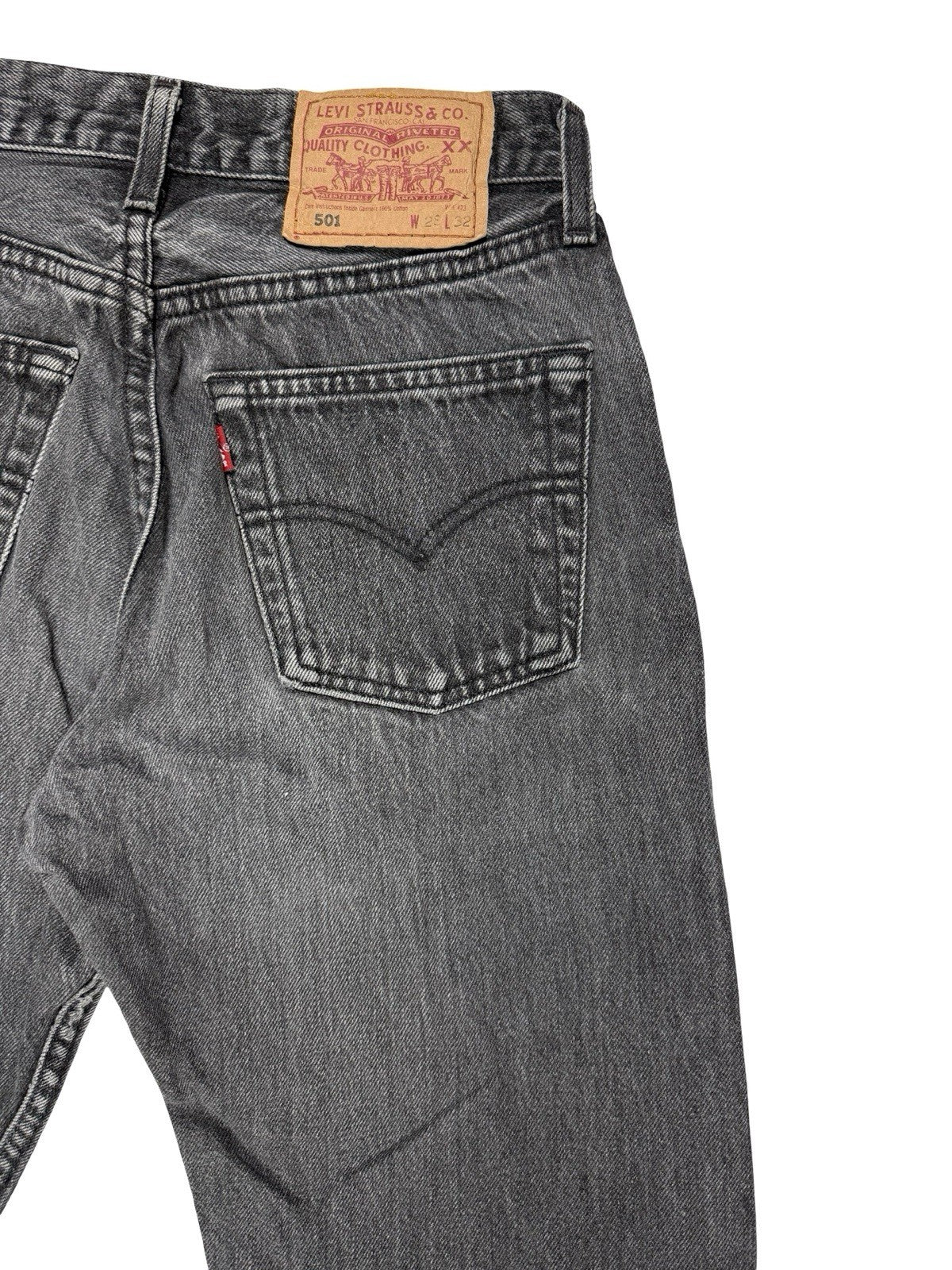 Levi's 501 Vintage Faded Black Straight Leg Denim Jeans 28W 32L