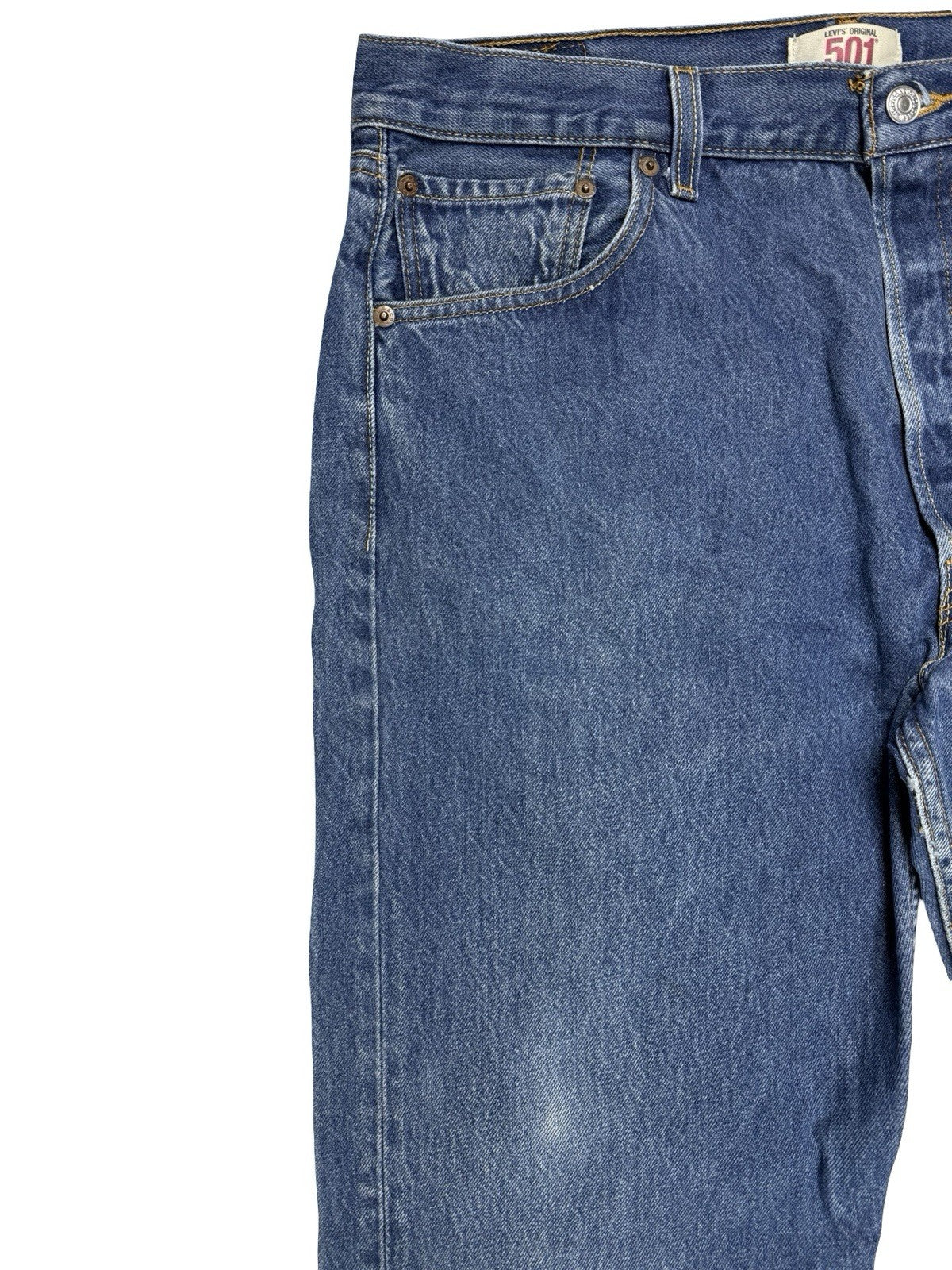 Levi's 501 Original Blue Straight Leg Button Fly Denim Jeans 38W 32L