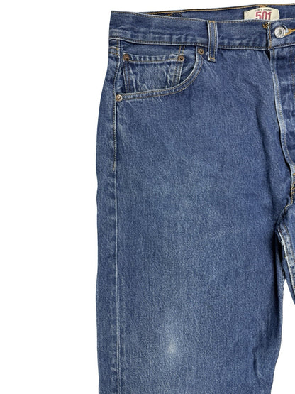 Levi's 501 Original Blue Straight Leg Button Fly Denim Jeans 38W 32L