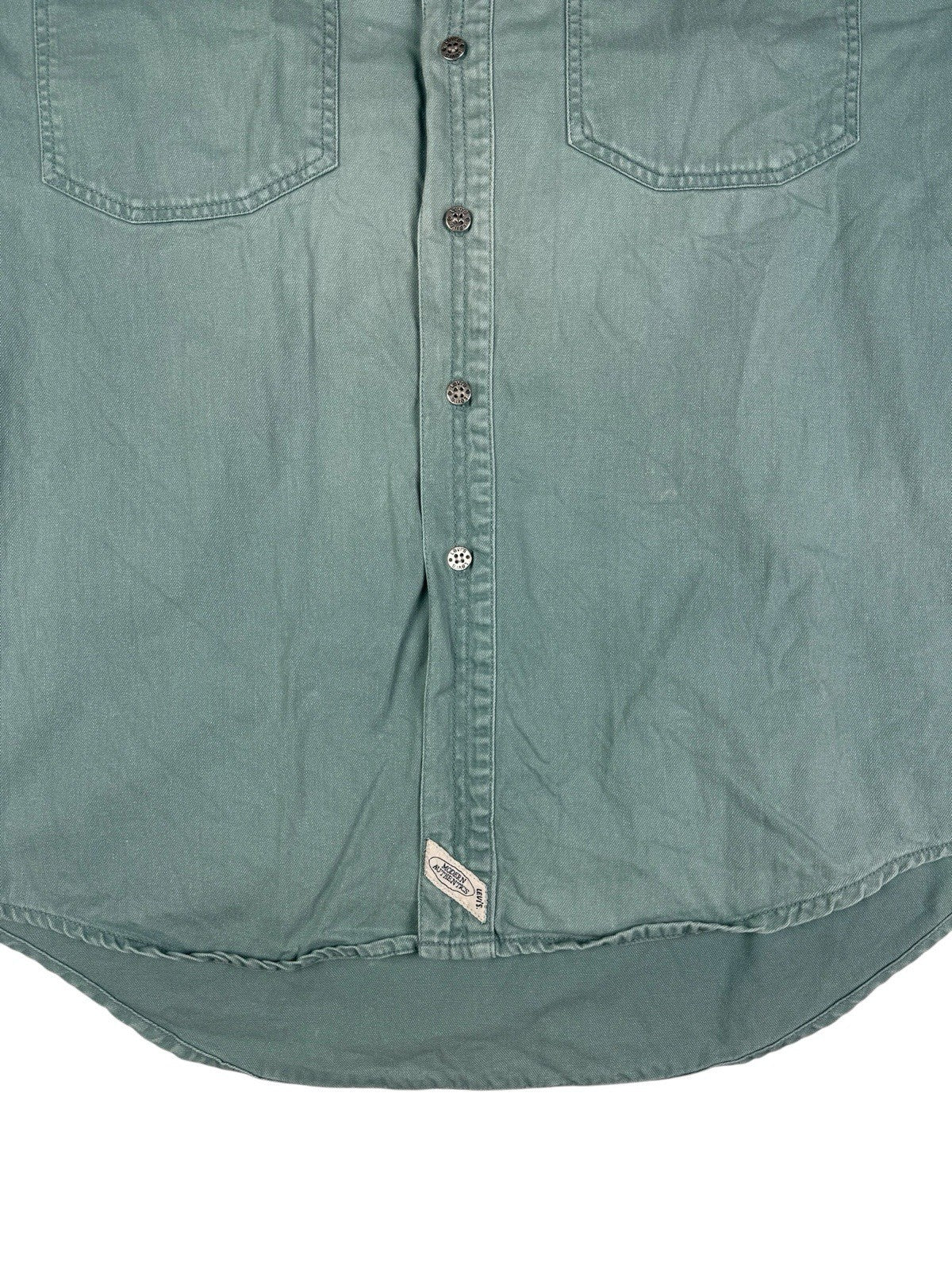Levi's Vintage 90's Teal Green Button Up Western Cotton Denim Shirt Large