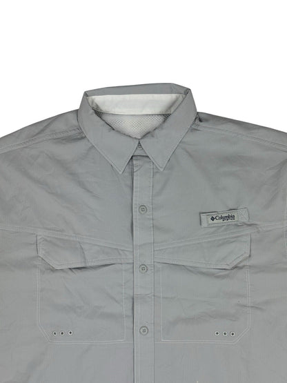 Columbia Grey PFG Polyester Fishing Shirt Large