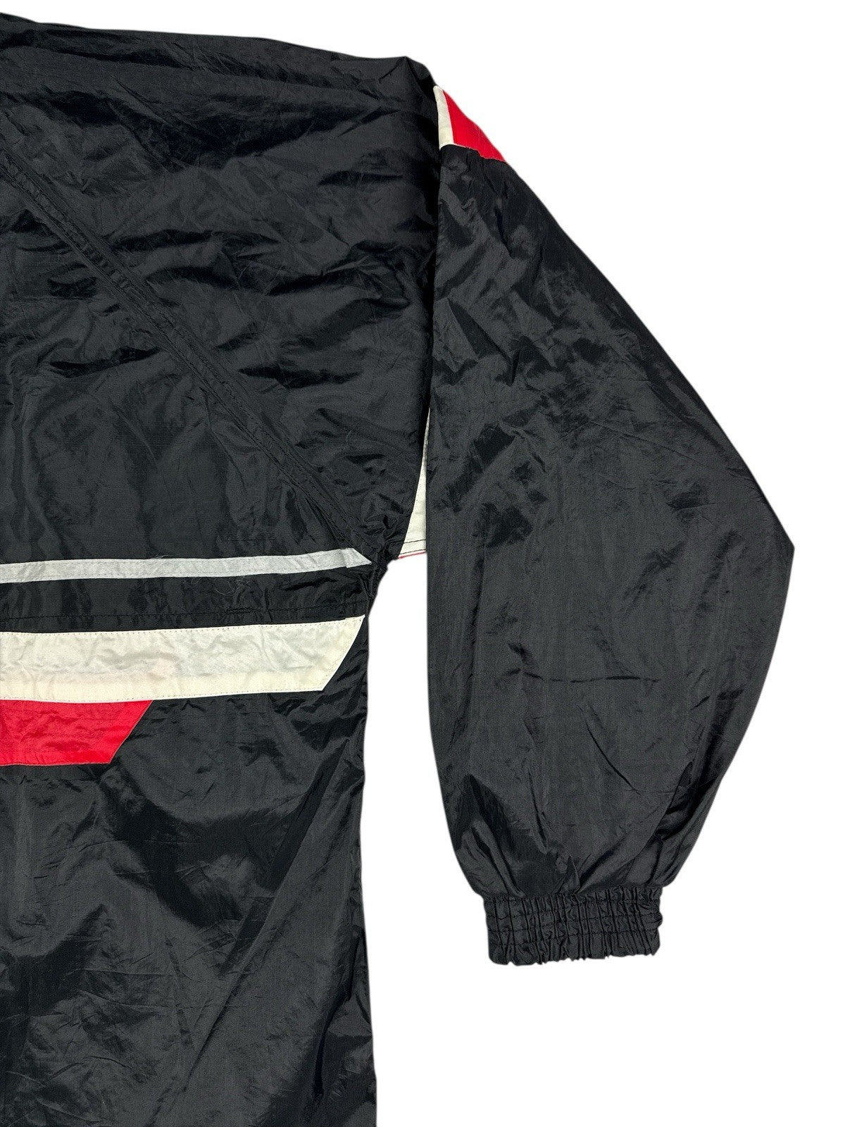 Adidas Vintage Black Hooded Striped Zip Track Jacket Large