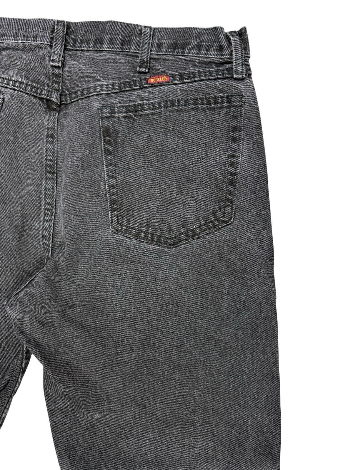 Rustler Faded Black Vintage Straight Leg Denim Jeans 36W 30L