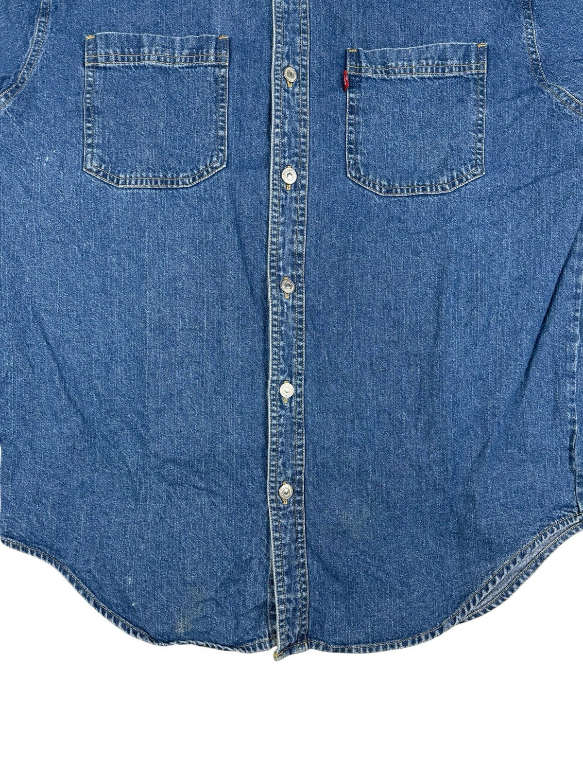 Levi's Retro Blue Cotton Denim Button Up Collared Shirt Small